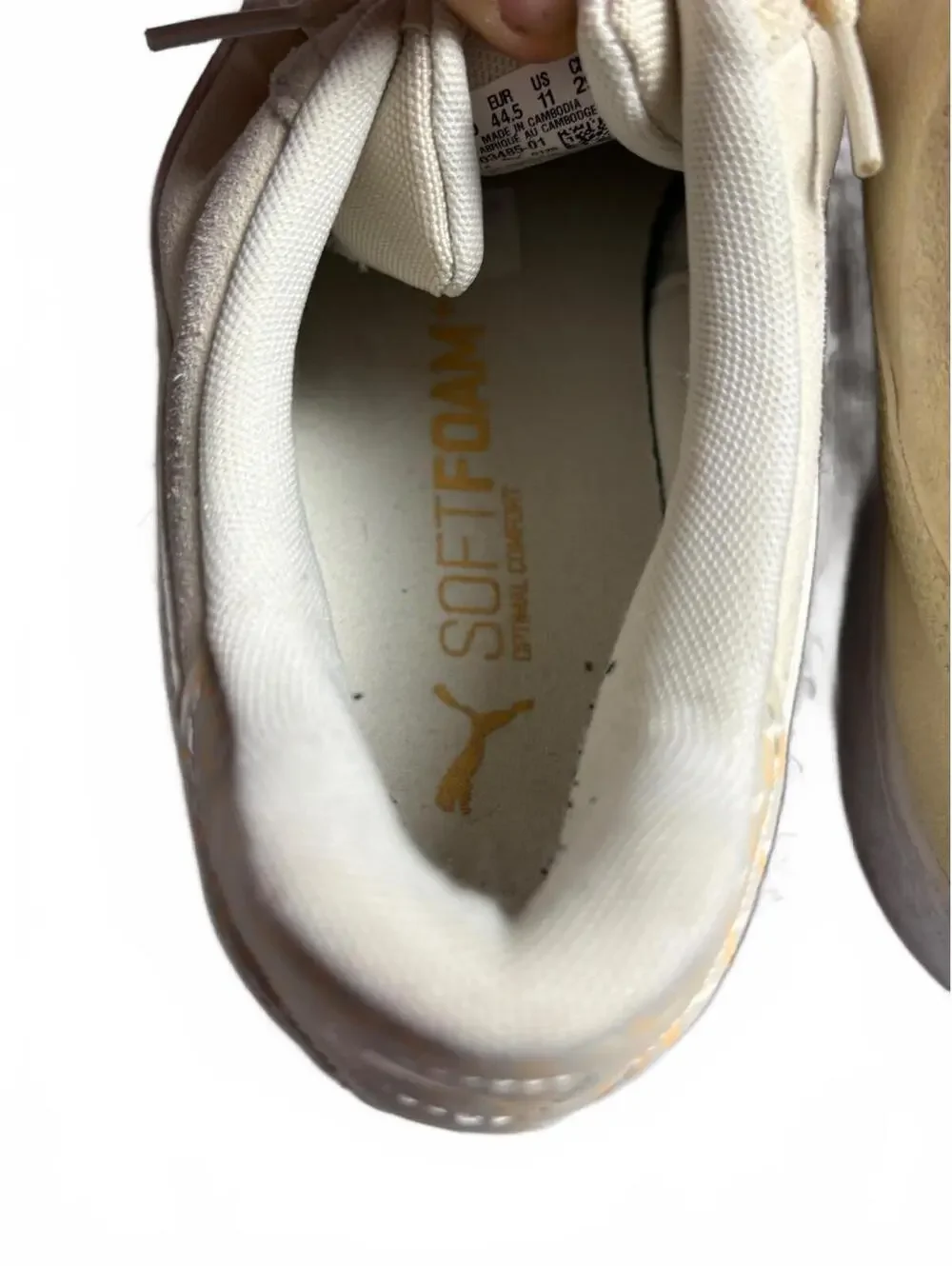 Puma Suede Classic Sneakers in Cream with Gold Logo
